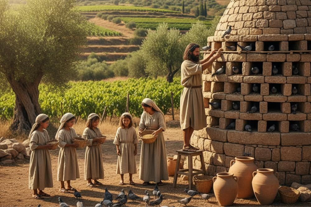 Family tends to carrier pigeons at ancient stone dovecote